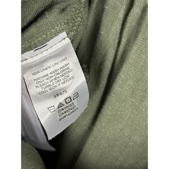 Lou & Grey LOFT Shorts Women's Medium Green Linen Belted Shorts Pockets Beachy - Picture 10 of 11